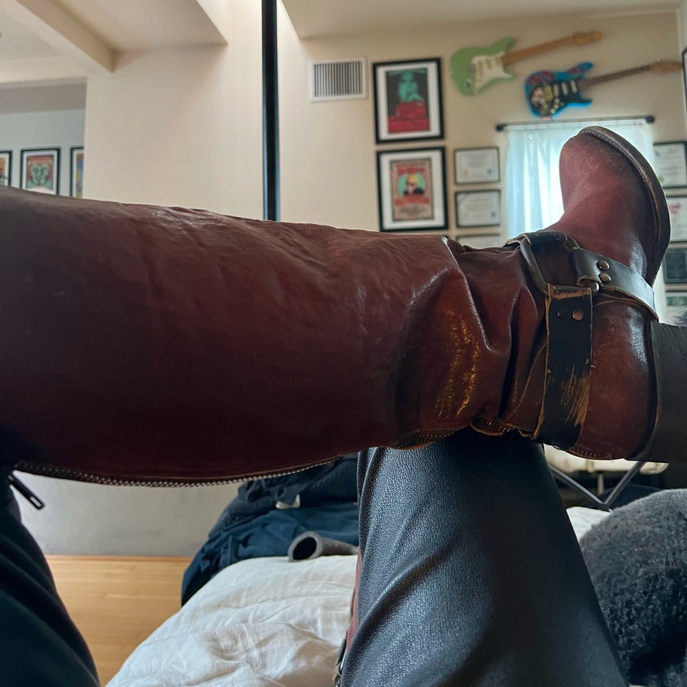 FREEBIRD PHILLY Tall Harness Boots in Distressed Rust Cowgirl - Picture 2 of 16